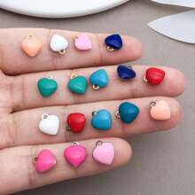 10pcs 8x9mm Cute Tiny Enamel Stainless Steel Heart Charms Mini Love Pendants For DIY Bracelet Necklace Earrings Jewelry Making Crafts Accessories