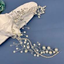 1 件女士银质婚礼发饰、新娘头饰、手工水晶发带，适合婚礼、订婚、舞会派对服装