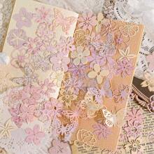 50pcs/Pack Vintage Hollow Flower Themed Base Paper Material, Crafting, Scrapbooking, DIY Supplies School Supplies, Back To School