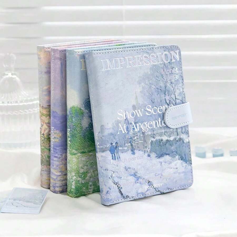 1 件风景笔记本磁扣彩色页面风景油画日记周计划器适用于学生 DIY 剪贴簿、学校用品、返校