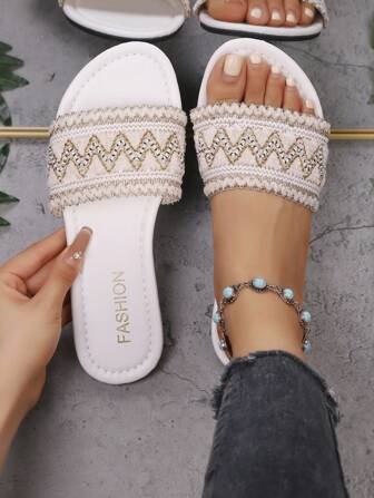 Sandalias planas de verano de suela suave de moda, informales para playa y resort, para adolescentes y niñas