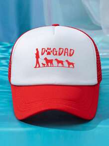 1 Stück Unisex Outdoor Lässig Mode einstellbare Größe UV-Schutz DOGDAD bedruckte luftdurchlässige weiche Mesh Baseballkappe Truckerkappe, geeignet für den täglichen Gebrauch
