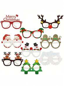 9/18 piezas - Gafas de papel de Navidad, con diseños adorables de Papá Noel, muñeco de nieve y árbol de Navidad, para decoración navideña
