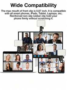 Đèn LED selfie GENAI B10, Đèn điện thoại sạc kẹp có CRI 95+, 3 nhiệt độ màu, 10 mức độ sáng, Đèn quay video di động để trang điểm, tự sướng, quay vlog, hội nghị truyền hình, phát trực tiếp phù hợp để tự sướng và phát trực tiếp, Đèn di động - Xem 6