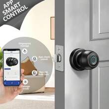 Fingerprint Door Lock,Smart Door Knob,Biometric Door Knob With App Control,Easy To Install,Up To 20 Thumbs,Suitable For Bedrooms,Cloakroom,Garage,Offices,Hotel