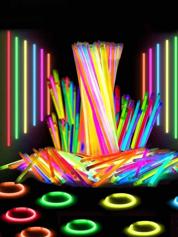 200 piezas Palos luminosos multicolor, decoraciones de fiesta, súper ayuda, palos luminosos de boda de colores, brillo continuo de 8 a 12 horas, adecuado para fiestas, conciertos, bares, discotecas, palos luminosos, suministros para fiestas con luz, brilla en la oscuridad, ilumina los regalos de fiesta