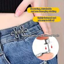 2/4pcs Four-Leaf Clover Buckle Waist Adjusters, Sewingless Adjustable Waistband, Detachable Pants Clips Fit For Various Pants