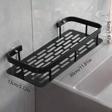 1/2pcs Anti-Rust Shower Corner Rack With Hooks, Wall Mounted Adhesive Shower Storage Shelf, Bathroom Storage Rack, Floating Wall Mounted Rack Back To School
