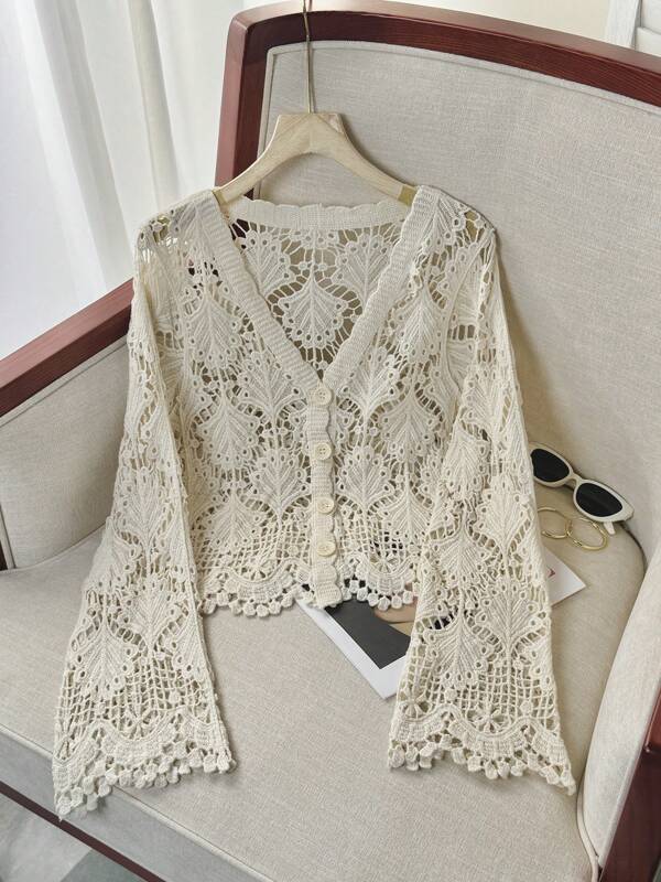 Vielseitiger, leichter Cardigan in Muschelform, Cut Out