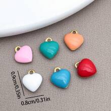 10pcs 8x9mm Cute Tiny Enamel Stainless Steel Heart Charms Mini Love Pendants For DIY Bracelet Necklace Earrings Jewelry Making Crafts Accessories