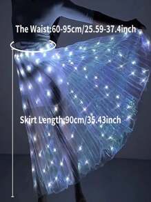 1pc Rechargeable White Dress With Dancing Lights, USB & Battery Powered