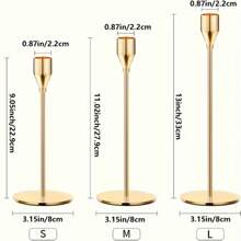 3pcs Set European Style Metal Candle Holders, Candle Decor, Romantic Candlelight Dinner Tabletop Ornaments, Electroplated Wedding Decorations