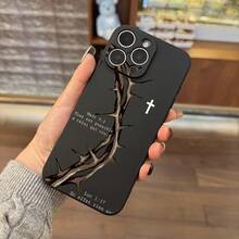 Marc 9:3 Versículo Bíblico Cruz Estética Decoración de Invierno Funda para iPhone 16 11 15 14 13 12 Pro Max XR Plus Funda Negra Protección Regalo Cristiano Adecuado para Hermanas Mujeres Hombres - Colores mixtos - Ver 4