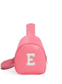 1 pieza Bolso cruzado de hombro con estampado de letras para niñas, bolso de pecho y cintura lindo adecuado para uso diario, exterior, viaje, senderismo, portátil, opción de regalo ideal