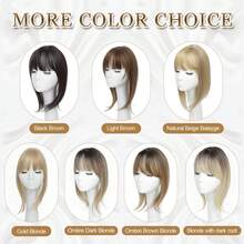 Megito Clip In Bangs, 360° Cover Bangs Hair Clip 16 Inch Brown Fake Bangs Hair Clip In Hair Extensions, Clip On Bangs For Women Clip In Hairpieces For Daily Wear - Natural Beige Balayge - 查看 8