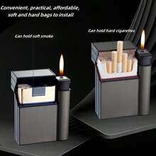 1 pezzo Portasigarette da uomo con coperchio, scatola portasigarette di lusso e personalizzata in metallo con 20 scomparti, con vano portaaccendino, accessori da fumo