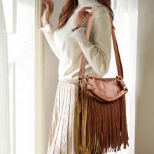 女士托特包，纯色，大容量，时尚商务休闲通勤流苏手提包单肩包，适合购物、钱包、年轻女性、大学生、初学者、上班族。非常适合办公室、大学、工作、商务、通勤、户外活动、旅行和郊游 - 彩色 - 查看 5