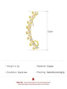 1pc Zirconia Stone Fake Ear Clip Earrings, Women Daily Wear, Casual Party Business Celebration Festival, Versatile Jewelry Silver Gold Zirconia Earrings