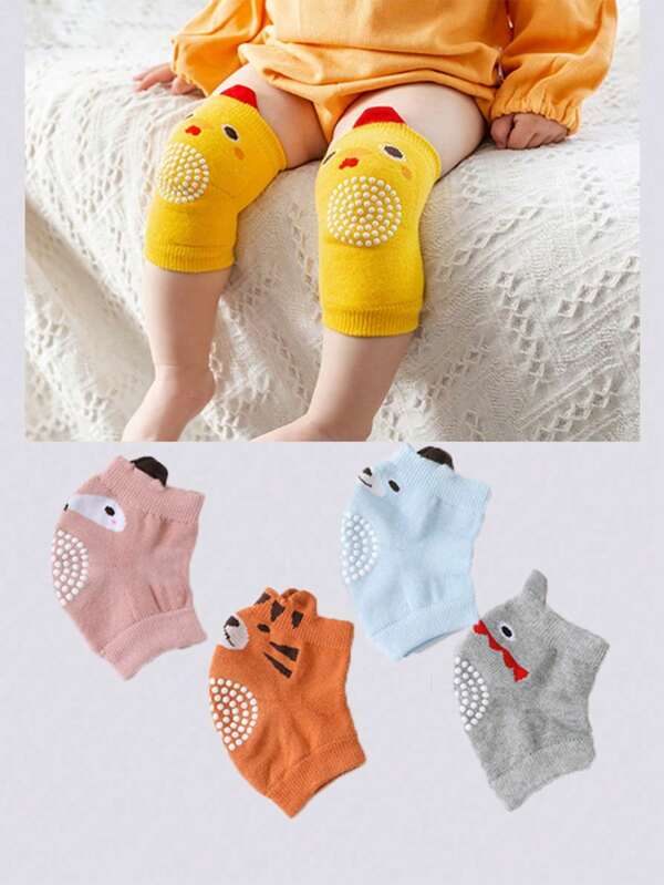 2 pares de rodilleras y coderas para niños, juego de equipos de protección de goma punteados antideslizantes para gatear, primavera/verano