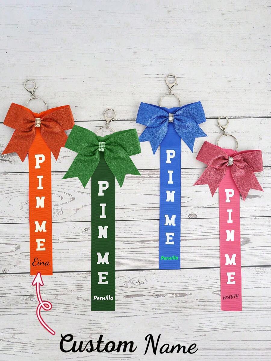 Personalized Name, Cheerleading Keychain Bow Ribbon Accessories Pendant Keychain I Like Pins Cheerleading Keychain, Bow Ribbon Accessories, Backpack Pendant. Personalized Keychain, Women's Keychain, Bow Keychain, Keychain Decoration, Gift,