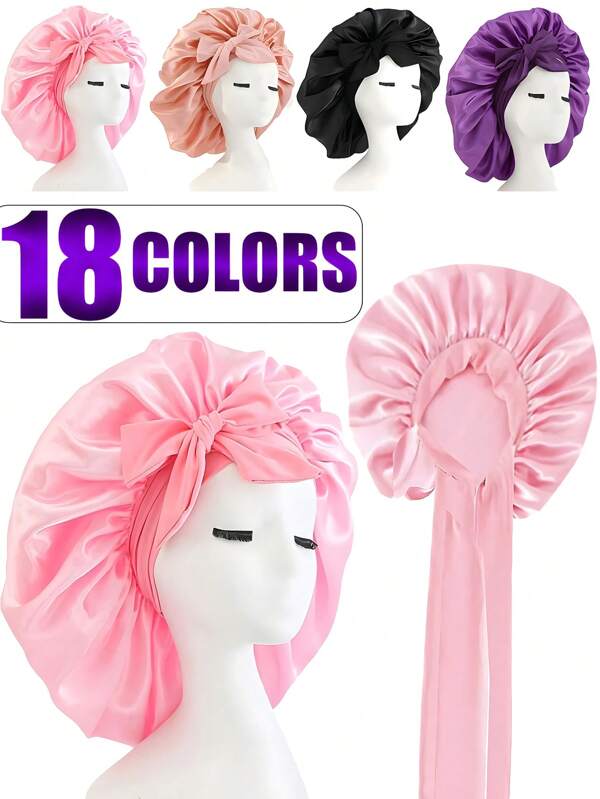 1/2/3/4/5PCS Silk Bonnet For Sleeping Women ,Luxurious Satin Silky Bonnet With Adjustable Tie,Hair Accessories For Women,Head Scarf For Women's Hair,Hair Care, And Shower Luxurious Satin & Silk Bonnet For Sleeping - Adjustable Comfort Fit With Tie Band - Unisex Night Hair Protection For Men & Women Back To School