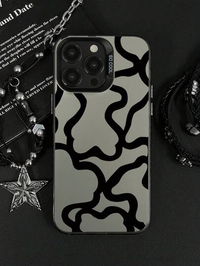 1pc Black Striped Pattern Anti-Fall Solid Dark Themed Stylish Phone Case, Compatible With Apple 11, 12, 13, 14, 11 Pro Max, 12 Pro Max, 13 Pro Max, 14 Pro Max, XR, 15, 15 Pro, 15 Pro Max And Series