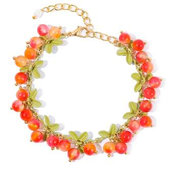 Kawaii Glass Fruit Bracelet, Niche Design, Suitable For Collecting Fashionable Jewelry, Teen Fashion, Perfect Creative Birthday And Christmas Gifts, A Seasonal Accessory For Friends And Classmates