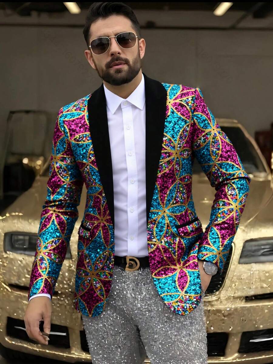 JNYXJNYX Men's Fashion Suit Coat Men's Formal Men's Clothes Men Shirt Co Ords, Halloween Clothes - 藍色 - 查看 1