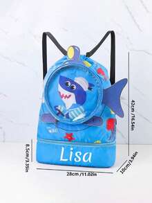 1 Customizable Back-To-School Backpack Swimming Bag Wet And Dry Separation Waterproof Storage Bag Sports Fashion Portable Cute Cartoon Large Capacity Backpack. Shark, Crocodile Animal Sports Outdoor Bag. Can Store Shoes, Underwear, Bras, Clothes And Toiletries. Suitable For Daily School, - Multicolor - View 9