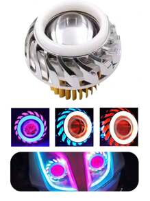 1 pezzo Faro a proiezione universale per motocicletta con luce a LED a doppio occhio da angelo e demone, lente faro per moto, luce ausiliaria per atmosfera