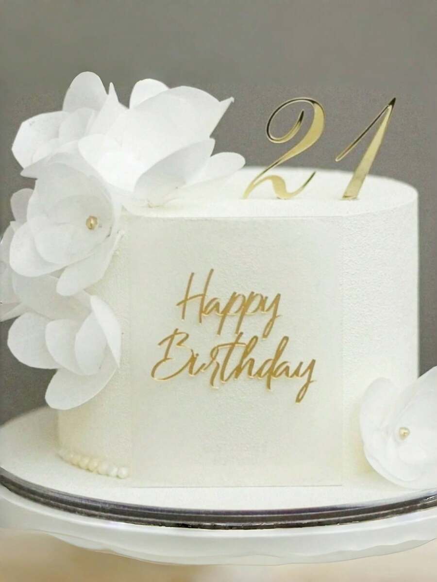 1个“生日快乐”PMMA蛋糕装饰插牌，现代字母设计，适用于生日派对、圣诞节、生日蛋糕礼品塔，可用于生日派对装饰、圣诞节、蛋糕装饰、蛋糕插牌、烘焙用品、厨房必备品、烘焙装饰、烘焙用品、蛋糕用品、节日礼物、节日礼品、装饰品