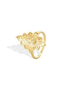 Charm-In 1 件时尚 18K 镀金镂空简约素面女士戒指，情人节礼物 - 金黃色 - 查看 41