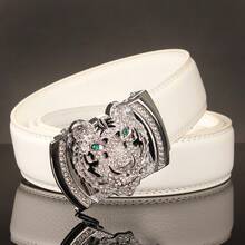 1 条宽度 3.5 厘米白色休闲腰带，配虎头扣，彩色表带，自动扣，适合日常佩戴