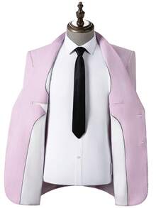 2PCS Men's Seersucker Suit, Mens Summer Spring Striped Seersucker Slim Fit Suit Grooms Lightweight Searsucker Suit For Beach Wedding - 粉色 - 查看 4