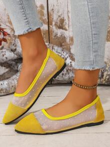 Women's Breathable Mesh Pointed-Toe Loafers With Color Block, Comfortable Minimalist Modern Stylish Casual Outdoor Versatile Flat Shoes (Size Runs Small, Suggest Ordering One Size Up)