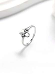 1pc Simple Unique 925 Sterling Silver Texas Trio JA Ring Women Fine Jewelry Gift
