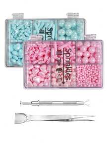 Cake Decoration Sprinkles-Bright Gold, Bright Silver, White-6 Grids Mix Sugar Sprinkles,4oz Candy Pearls With 4-Claw Sprinkle Pen Clip,Gift Box Pack, Wedding ,Birthday Party,Cupcake Dessert,Valentine's Day, Christmas Baking Decoration - Multicolor - View 17