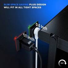 Maximm Cable de extensión de Enchufe Plano Giratorio de 3 pies Cable de extensión de 360° Cable de extensión de 16 AWG Multi 3 Tomas Cable de conexión a Tierra de 3 Clavijas Color Blanco - Blanco - Ver 2