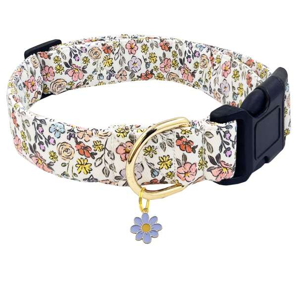 Collier pour chien mignon avec breloque fleur rose jaune blanc collier réglable pour animal de compagnie avec motif floral pour chien femelle mâle petit moyen grand