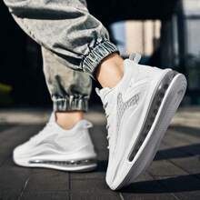 Zapatillas de tenis para hombre, deportivas informales de suela gruesa, ligeras, antideslizantes y a prueba de golpes. - Blanco - Ver 5