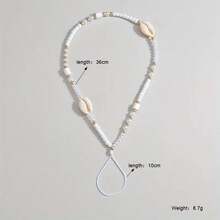 1 buc. Șnur de telefon decorativ cu scoici în stil boem, mărgele de lut și perle artificiale, cadouri pentru mamă, familie, prieteni, ziua de naștere, pandantiv de telefon de sărbători, lanț de telefon