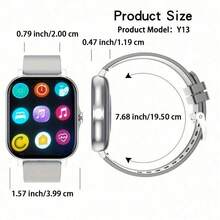 智能手表全触摸屏：具有睡眠追踪器、无线通话、计步器、音乐控制、游戏、健身智能手环，适用于 Android/IOS 手机，非常适合女性和男性。180mAh 电池 - 金色 - 查看 12