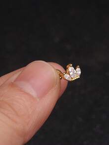 1 件耳钉 Stackale 耳环女士时尚闪亮方晶锆石耳骨耳环不锈钢 14K 镀金耳钉耳轮耳钉耳洞珠宝派对礼物