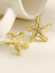 2pcs/Set Simple Boho Style Starfish Earrings, Women Gift For Beach, Vacation, Date, Daily Casual, Party, Vacation Matching - Shape - View 3