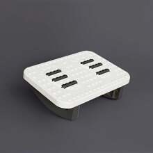 Ergonomic Foot Rest Mat For Office Desk - Durable Plastic With 8 Ventilation Holes, Under Desk Foot Support & Posture Corrector, White/Black, Simple Design | Sturdy Construction, Under Desk Foot Rest School Supplies, Back To School