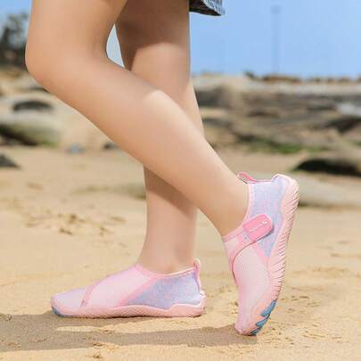Zapatillas de agua de secado rápido para niños y niñas - Estampado de rayas y aleatorio, hebilla ajustable, Top de tela transpirable de baja altura, suela de goma, adecuado para playa, natación, senderismo, surf, yoga - Edades 14 y menores