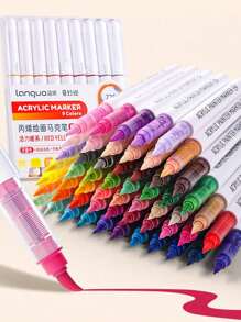 Languo 240/192/96 Colors Straight Liquid Soft-Bristled Acrylic Marker Pen, Student Art Professional Painting And Drawing Filling Color Brush, Diy Graffiti Painting Character Skin Color Pen, Skin Beauty Pen, Waterproof And Stackable Color Acrylic Marker Pen That Can Paint Wood/Stone/Glass , Back To School Gifts