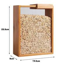 1pc Bamboo Wood And Acrylic Food Dispenser 101.44oz - Kitchen Organizer For Rice, Pasta, Cereals, Snacks | Sealed Pantry Storage Container With Clear Lid | Durable And Reusable, Kitchen Storage Solution|Modern Kitchen Accessory|Durable Bamboo Container, Bamboo Storage - Multicolor - View 13