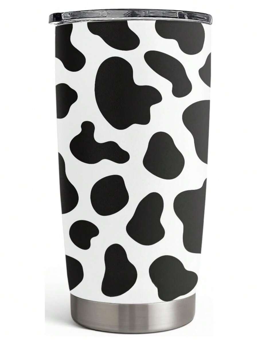 20 Oz Tumbler Mug, Stainless Steel Insulated Coffee Travel Tumbler Mug With Lid, Christmas Birthday Gift For Mom Dad Friends Bestie - Cow Skin - 查看 1