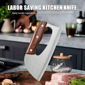 1pc Easy Slice Chef's Knife, Stainless Steel Serrated Blade For Cutting Meat And Vegetables, Suitable For Home And Outdoor Use